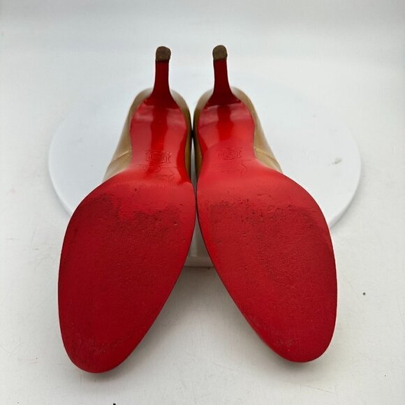 Christian Louboutin Women Size EU 37 US 7 Nude Tan Leather Heel Shoes - Picture 10 of 15